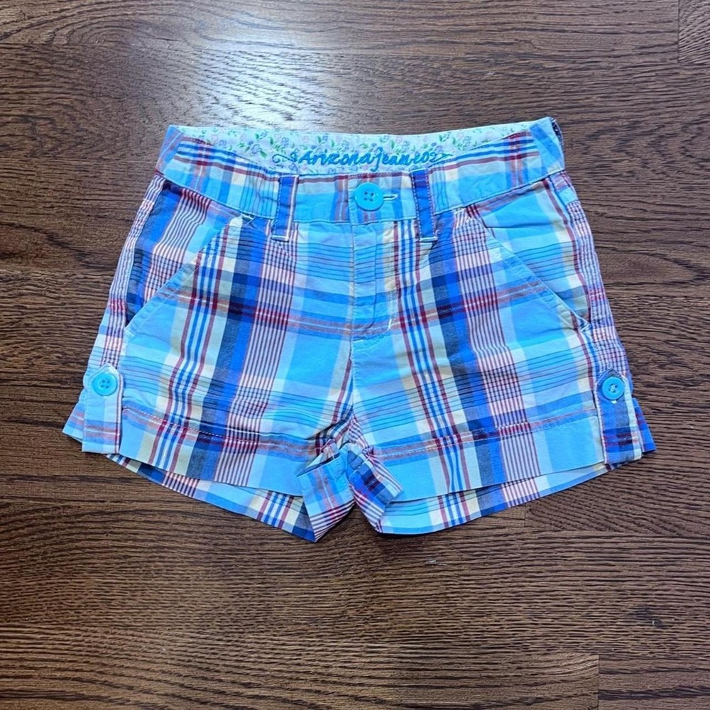 🍟y2k‎ KIDS girls blue & red plaid shorts size 6